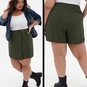 Torrid Olive Green Foldover O-Ring Skort 3X
